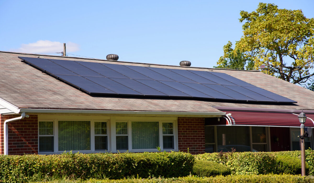 Solar panels working during cloudy winter day in Ohio